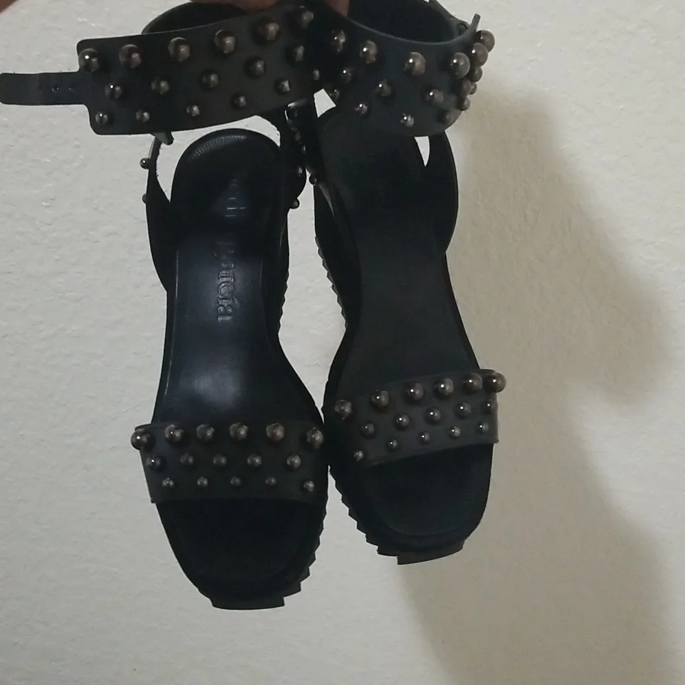Pedro Garcia Black Studded Platform Sandals